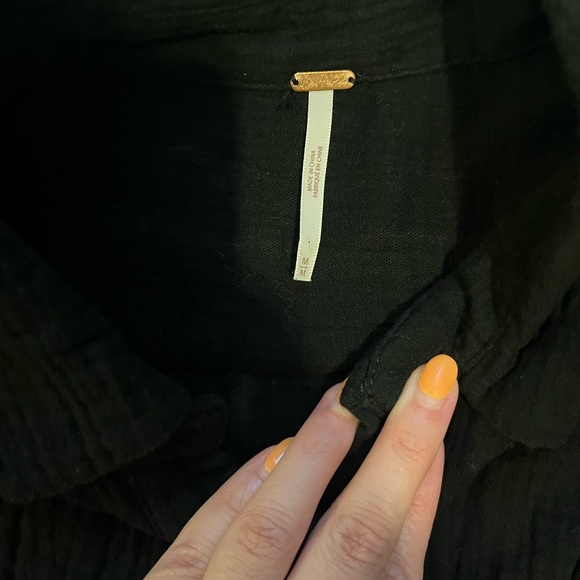 Free People Black Button Up Top - Picture 3 of 4